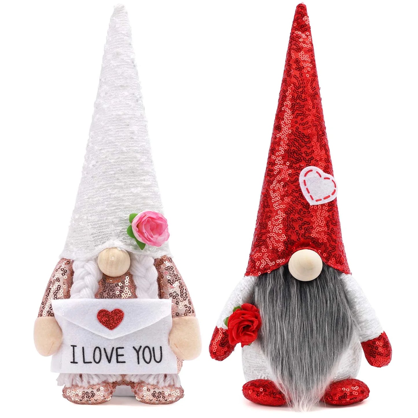 Valentines Day Gnomes Plush Decorations -  2PCS Handmade Scandinavian Tomte Doll Valentines Day Home Decor (Red)